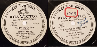RCA 20-3159 VINYL 78RPM~FREDDY MARTIN~TRULY TRULY FAIR~THE GOOD HUMOR MAN 1951