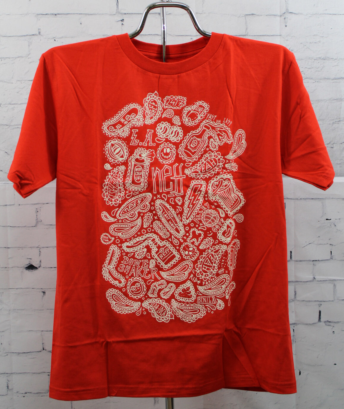 Новая молодежная футболка Neff Boys Bone Shaker с коротким рукавом среднего красного цвета