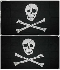 3x5 Embroidered Sewn Jolly Roger Pirate with Patch 100% Cotton Flag USA Made