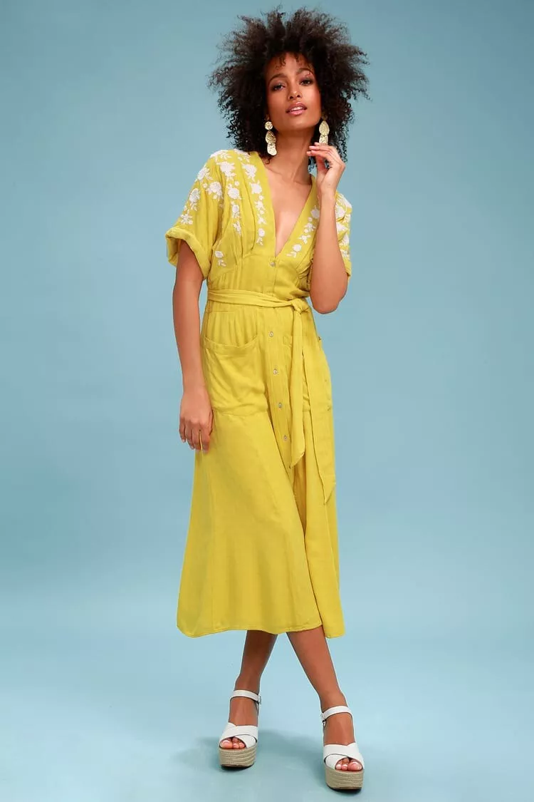 free people yellow dress