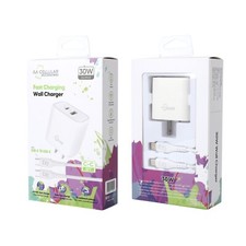30W Fast Charging Type C Wall Charger and 5ft USB-C to C