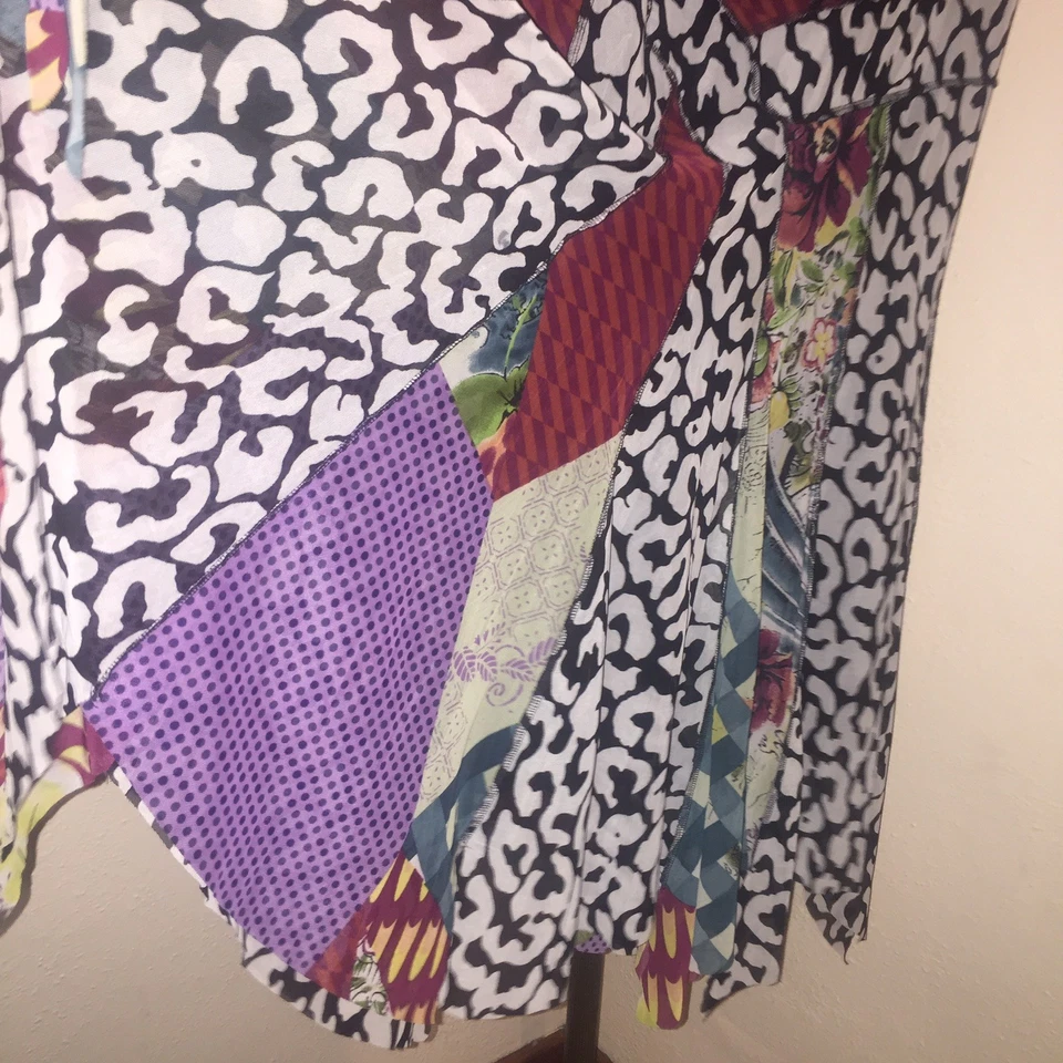 ALBERTO MAKALI Vibrant Mixed Print Skirt Uneven Bottom Sz 10 - Image 2 of 4
