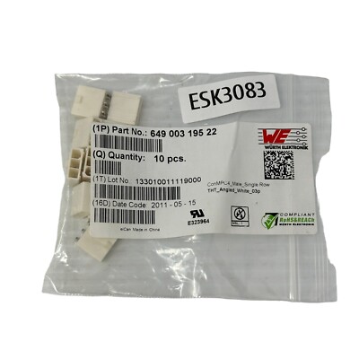 Wurth Elektronik 64900319522 Male Single Row Angled Header 10 pc in Pack