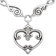 Silver Plated Elegant Love Heart Necklace with white Swarovski By Controse
