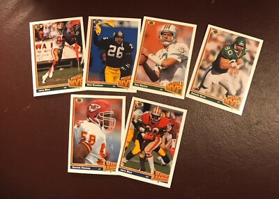 (6) 1991 Upper Deck Football SEASON LEADERS and MVP cards Rice Marino, Thomas...