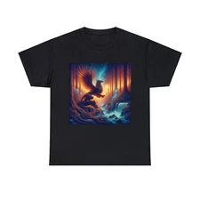 Unisex Adult T Shirt Mystical Griffin Forest Spirit Waterslide Cool Fantasy Tee