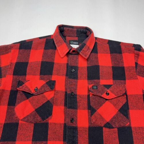 Camicia vintage Codet flanella uomo grande rossa a quadri bufalo tasca con bottoni retrò USA - Foto 3 di 15