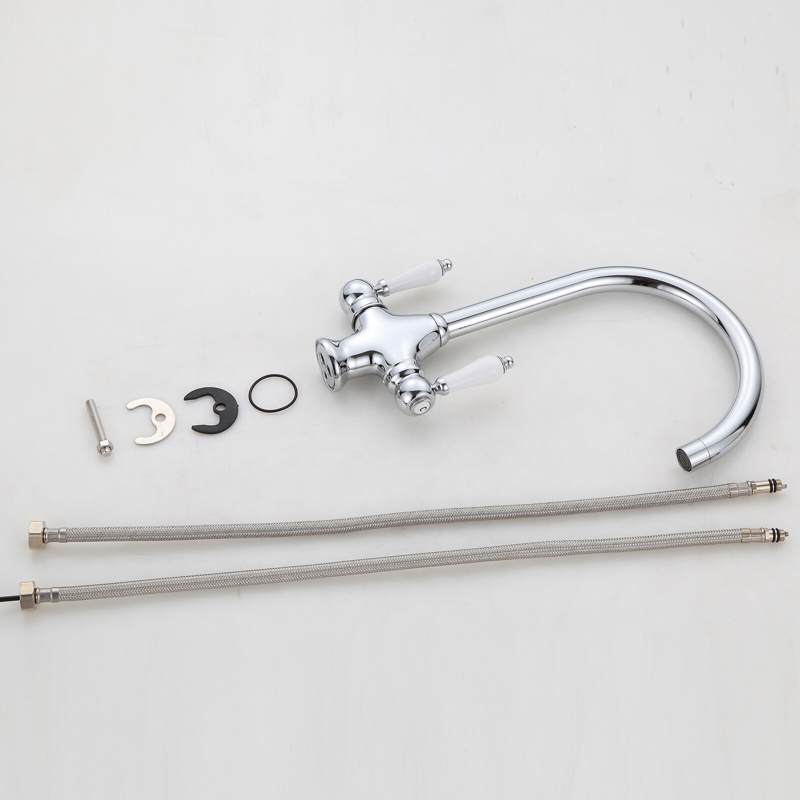 Brass Chrome Traditional Kitchen Sink Mixer Tap Low Pressure Hot&cold