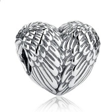 Sterling Silver S925 Angel Wing Heart Charm Bead for Bracelets