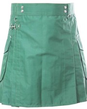 Scottish Fashion For Men Sea Green Utility Kilts 100 Cotton - Quick Delivery