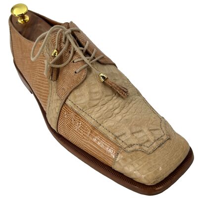 Exotic Alligator Lizard Dress Shoes Romana Men's Tan Beige