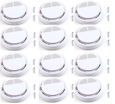 12 SMOKE DETECTORS Battery Power, Units Home Fire Alarm Safety Sensor w/ battery
