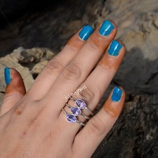 925 Sterling Silver Oxidized Amethyst Faceted Gemstone Ring All Size JL 1573