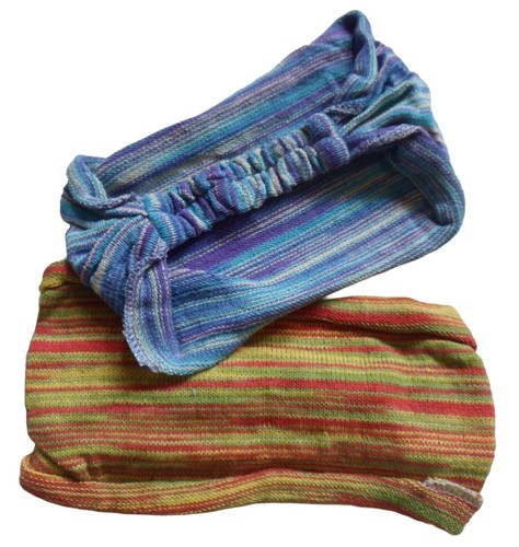 Fair Trade Cotton Hippy Boho Elasticated Hair Bandana Bands Accesories - 2 Pack - Picture 12 of 20