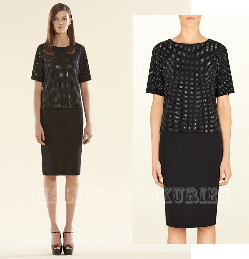 ROBE GUCCI HAUT CLOUTÉ JERSEY NOIR ENSEMBLE DEUX PIÈCES 1 taille S PETIT