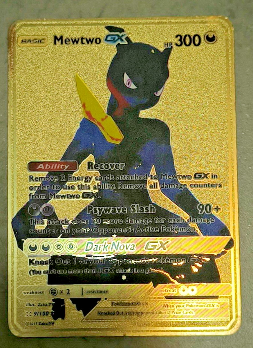 Pokemon Mewtwo GX Alt Art Gold Metal Card Dark Nova | eBay Pokemon Mewtwo GX Alt Art Gold Metal Card Dark Nova | eBay