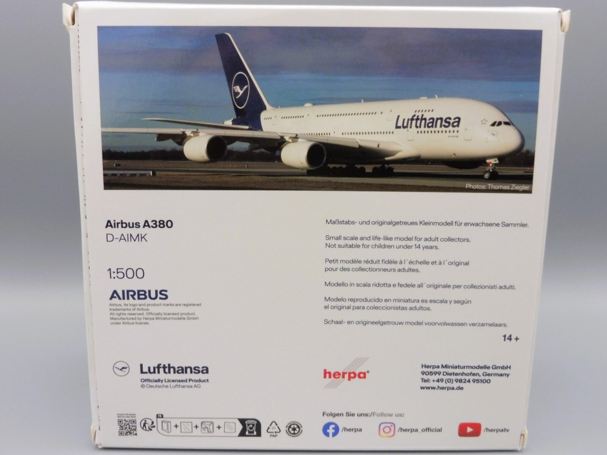 Lufthansa Airbus A380-800 1/500 Herpa 533072-001 A380
