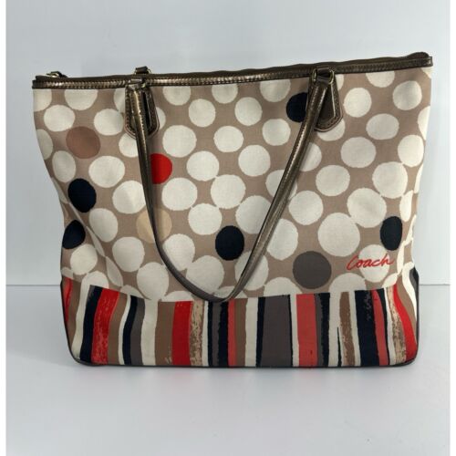 Coach Polka Dot Poppy Watercolor Tote Bag