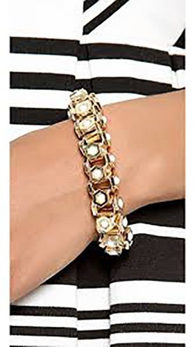 Lee Angel Neiman Marcus Women's Howlite Brass Box-Station Bracelet 8 L NIP 150 - Picture 2 of 11