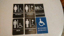 Lot of 6 Men and Women Handicap Braille Restroom and Exit Signs ADA Compliant