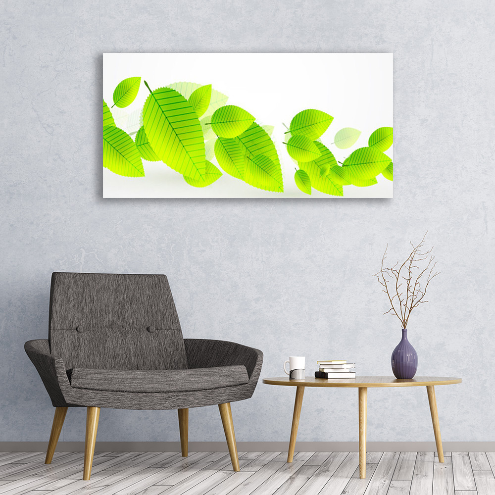 Tableau sur verre acrylique feuillage vert 120x60 cm deco murale moderne - 2