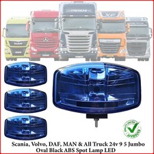 Passend für Scania Volvo DAF MAN LKW 24 V 9,5" Jumbo Oval Schwarz ABS Scheinwerfer + LED