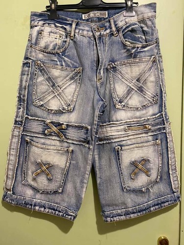 K \u0026 M Pantaloncini Jeans Corti Uomo Cotone Denim Strappati Taglia 46 W 32 |  eBay