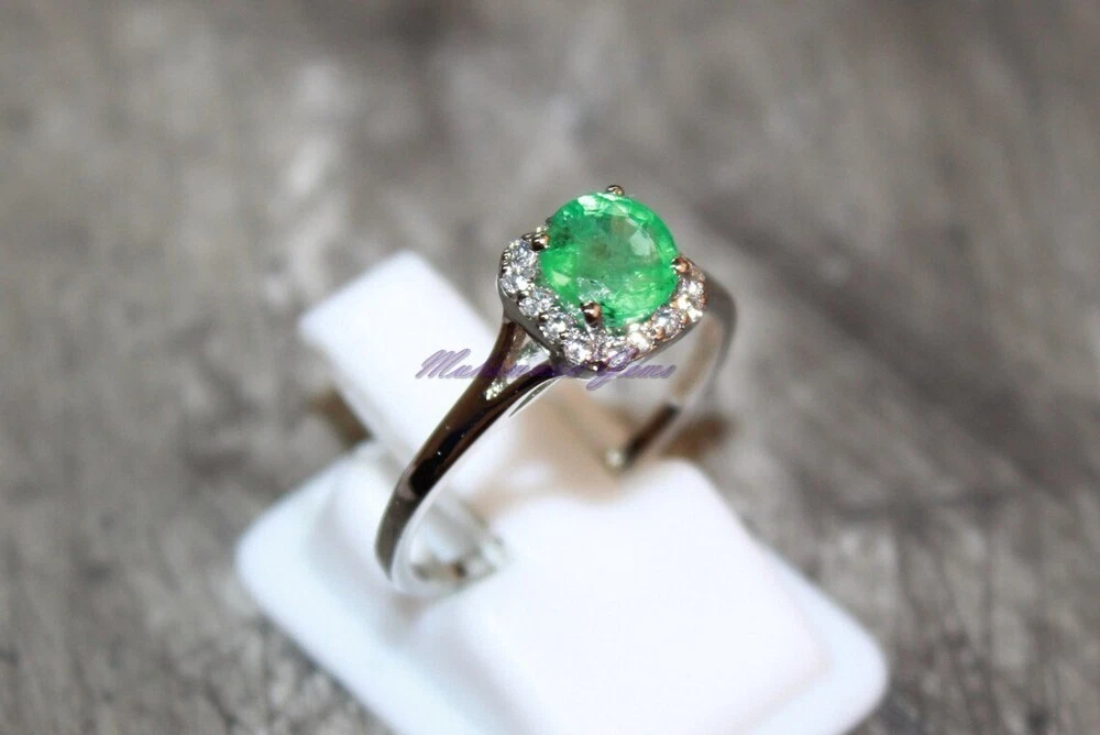 100 Natural Emerald Ring Round Emerald Ring Emerald Engagement