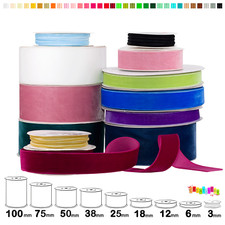Samtband Rolle FARBAUSWAHL in 3/6/10/16/22/25/50mm Schleifenband Dekoband