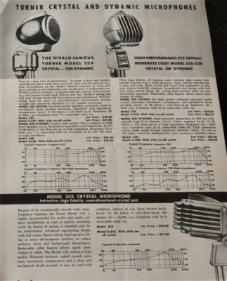 TURNER（ターナー）33D Microphone ダイナミックマイクロフォン Vintage 1950 Turner 33D Microphone - Evolution Music
