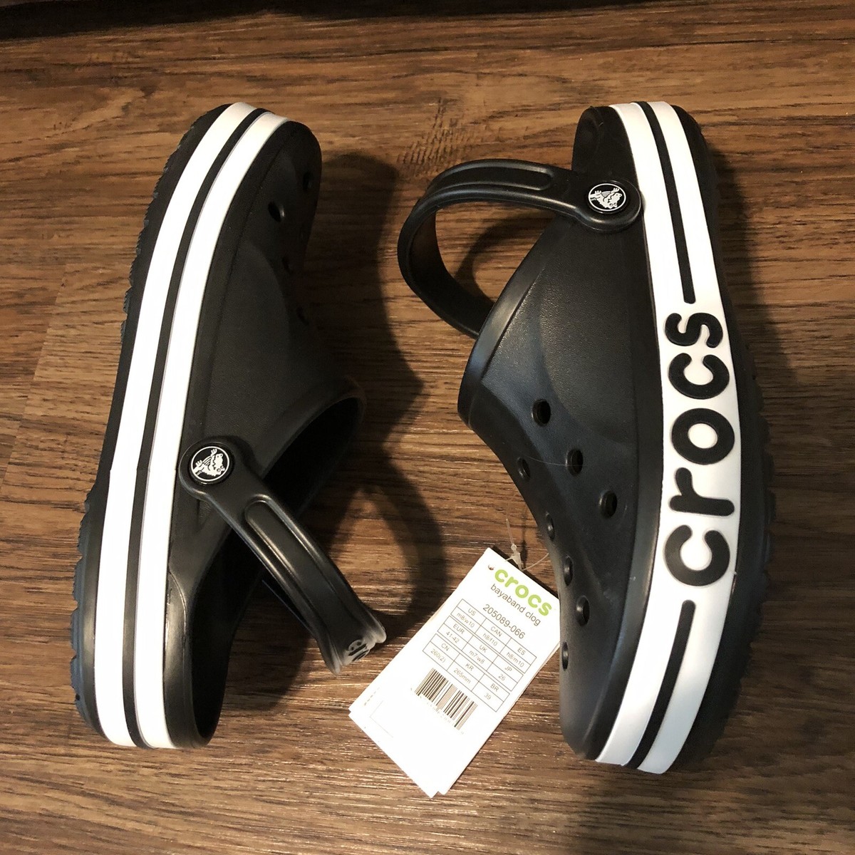 Crocs Men\'s Black White Bayaband Adjustable Slip-On Casual Clogs Size 10 Amazon.com: Crocs Unisex Bayaband Sport Band Shoes, Black  main image 2