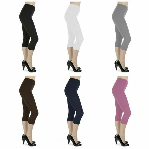 Womens Ladies Cropped Capri Leggings 
