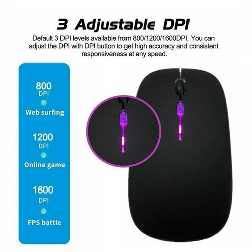 2.4GHz Wireless Bluetooth Optical Mouse RGB Mice For PC Q0 Laptop New S2 - Picture 5 of 12