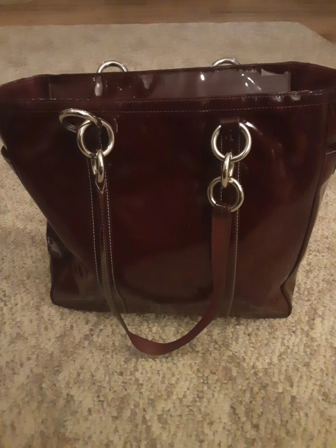 Borsa Coach Y2K vintage RARA grande borsa a tracolla bordeaux vernice pelle