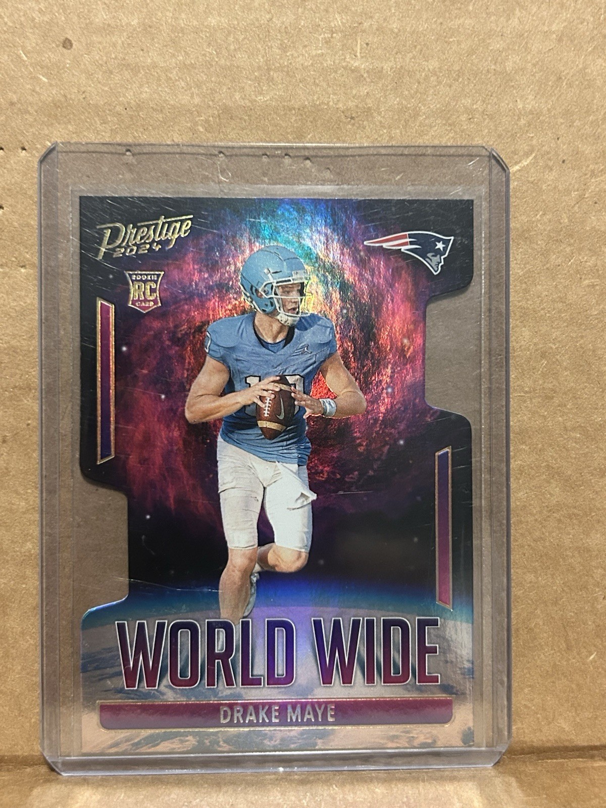 2024 Prestige Football Drake Maye Rookie Diecut World Wide Patriots