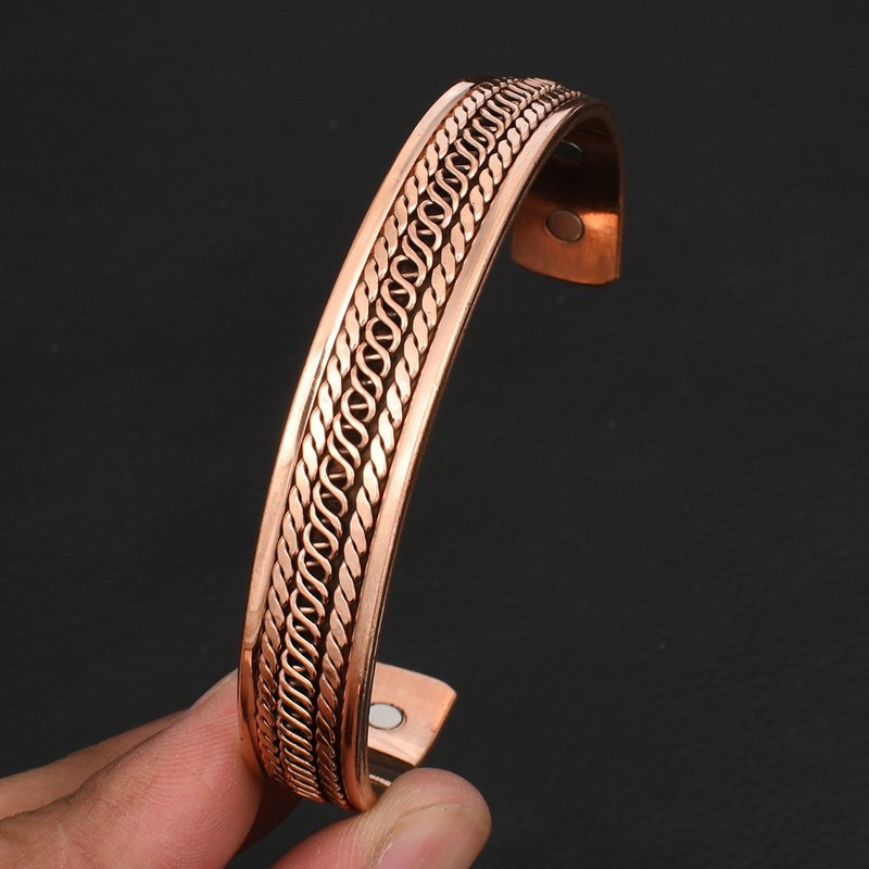 Pure Copper Vintage Magnetic Adjustable Handmade Bangle Jewelry Gift CB-39-074
