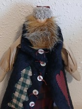Folk Art Primitive Fabric Santa Shelf Sitter. 20"L