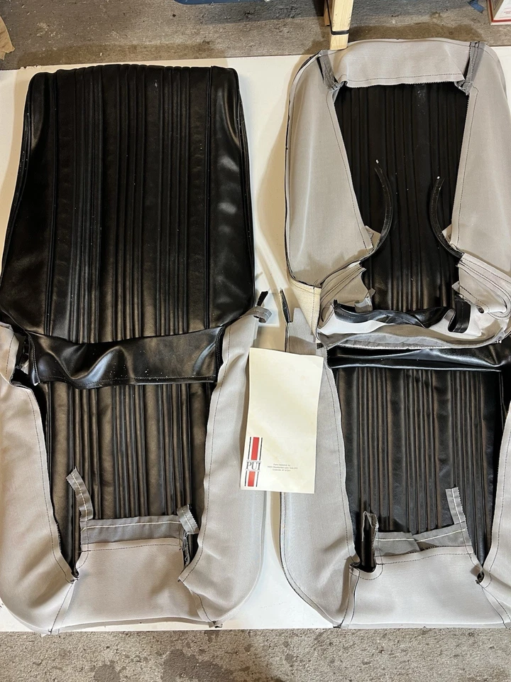 Pontiac GTO Lemans 1967 2 cubierta de asiento con canastilla delantera negra estándares OEM Foto 2 de 4