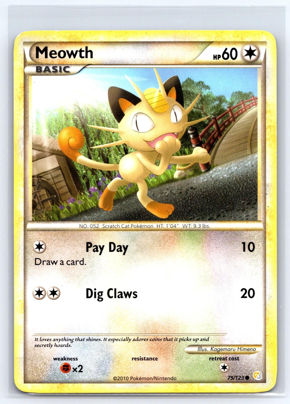 Meowth (#12) 12/30 Common HGSS Trainer Kit: Gyarados & Raichu Pokemon LP