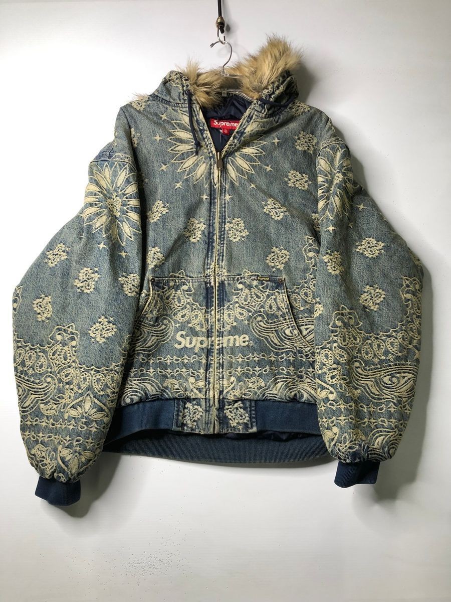SUPREME Bandana Jacquard Denim Hooded Work Jacket Men's Size XL