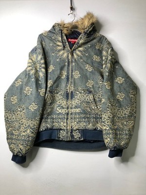 SUPREME Bandana Jacquard Denim Hooded Work Jacket Men's Size XL