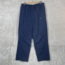 Vtg Y2K Nike Track Pants Mens Large 90s Gray Tag Zip Logo Drawstring Lined 90s