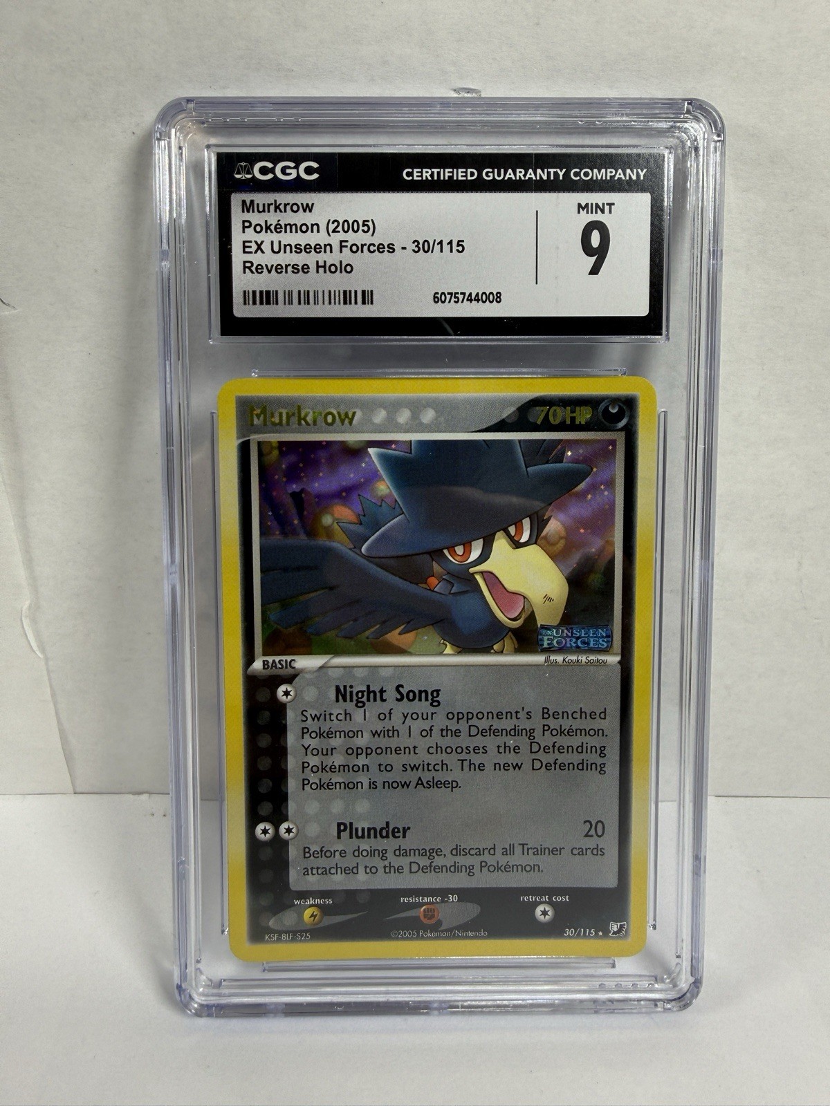 Pokemon Murkrow 30/115 EX Unseen Forces Reverse Holo Stamped CGC 9
