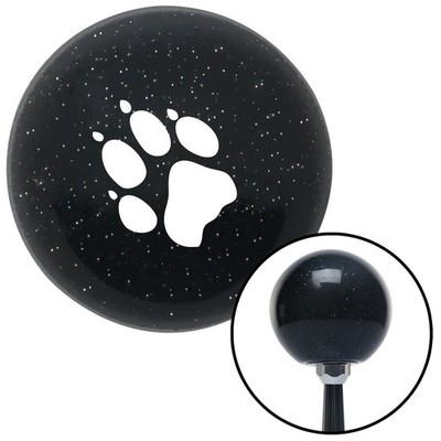 White Paw Print Black Metal Flake Shift Knob w/ M16x1.5 Insert Shifter Auto