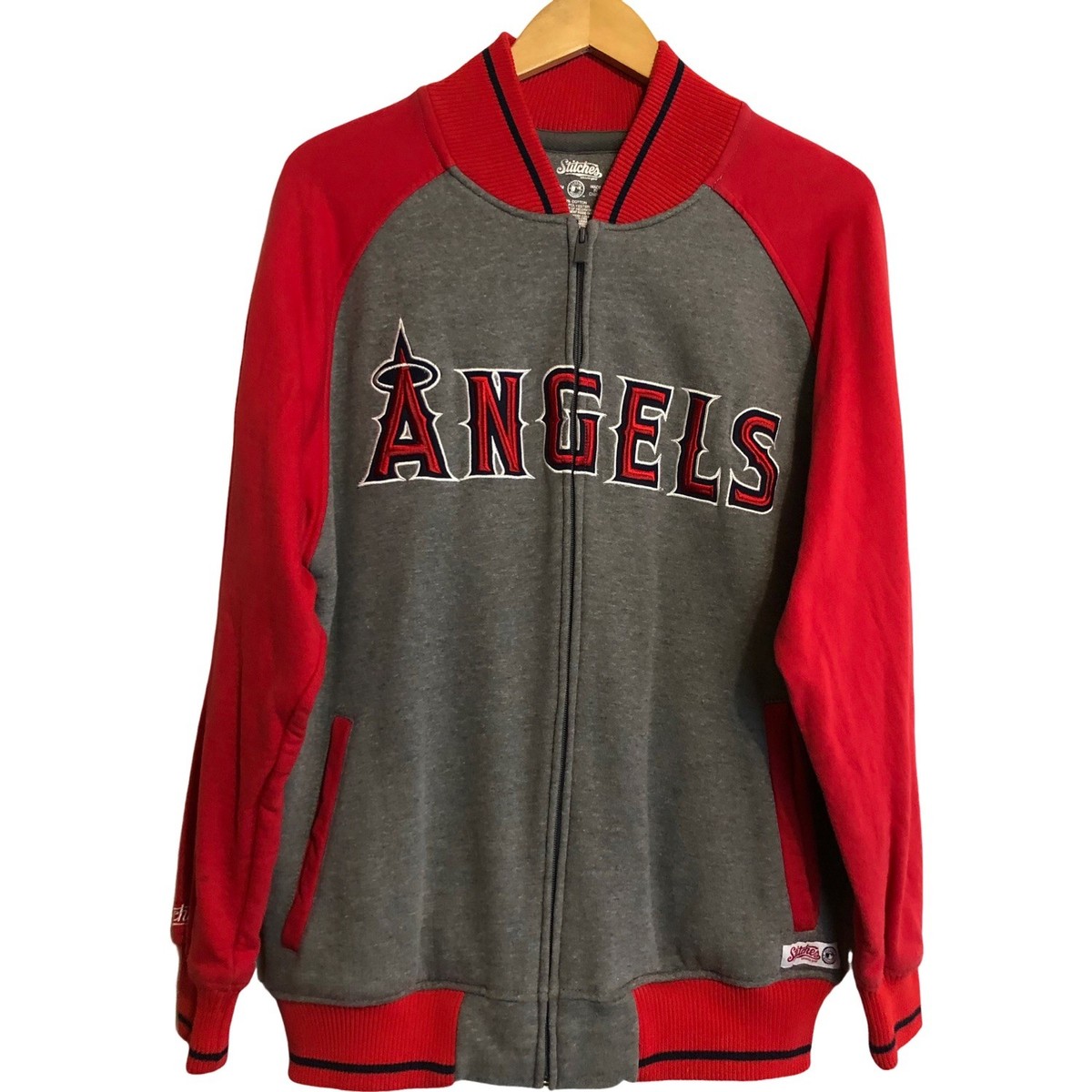 Vintage Anaheim Angels Stitches Red Gray MLB Fleece Baseball 