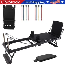 Foldable Pilates Reformer Equipment for Home Gym,Reformer Pilates Machine Black