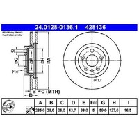 2X Bremsscheibe Vorne FüR Citroen Jumpy BS BT BU BV U6U 95 Bis 06 ATE WJY RFN