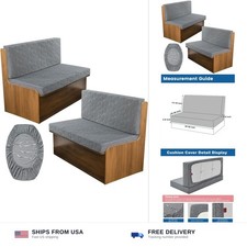 RV Dinette Cushion Covers, 2 Backrest Covers 2 Bench Covers, Leaf Grey