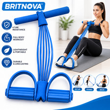 6 Tube Pedal Resistance Band Sit Up Pull Rope Yoga Fitness Exercise Equipment UK