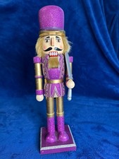 HomeGoods Purple and Gold Glitter Decorative Nutcracker with Sword